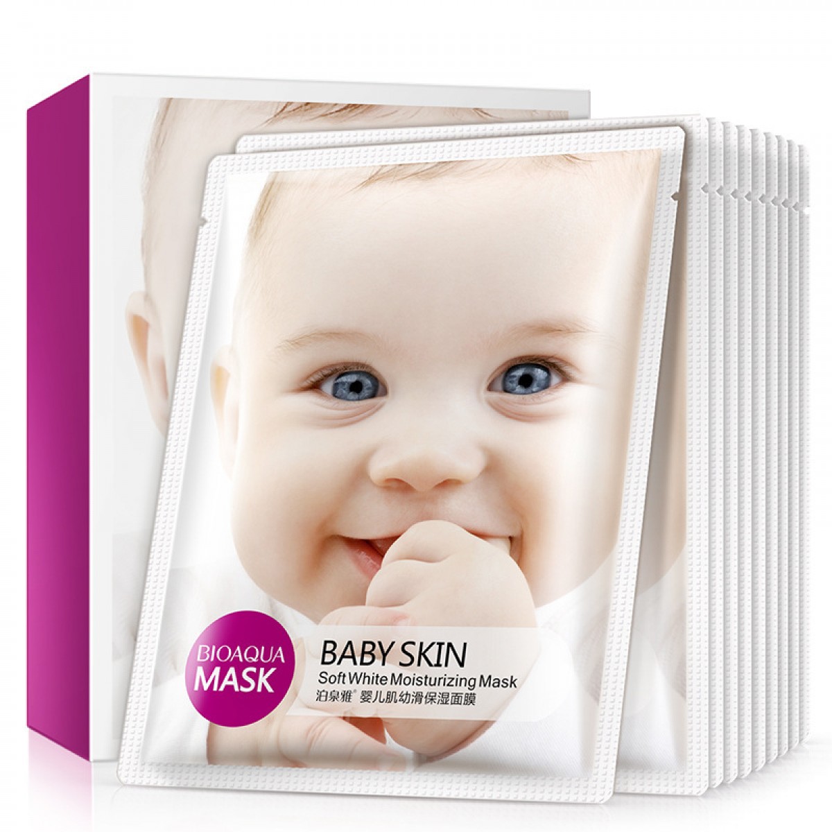 泊泉雅婴儿肌幼滑细嫩保湿面膜水润温和面膜盒装10片