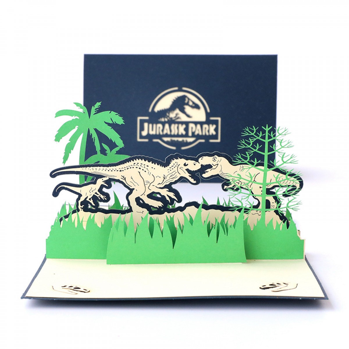 毕业季贺卡创意3D立体手工纸雕祝福生日礼物侏罗纪恐龙明信片