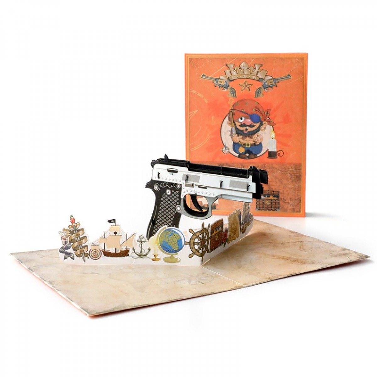 礼道创意儿童手工立体贺卡3D节日祝福卡片彩印手枪
