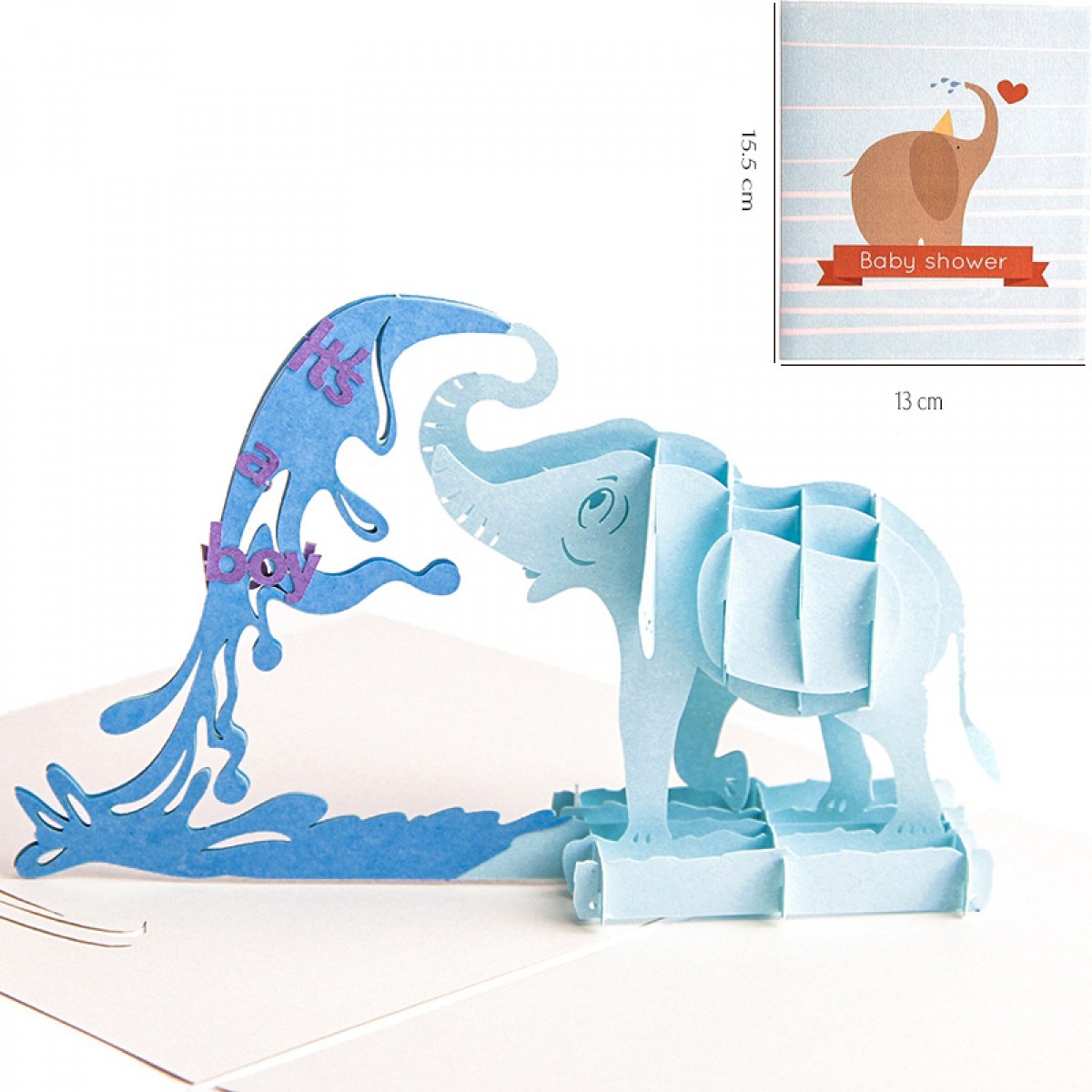 外贸专用创意3D立体贺卡洗礼卡儿童节日祝福卡片小象
