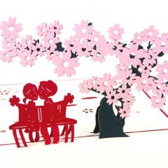 3D立体贺卡创意樱花节爱情祝福卡制作樱花之恋