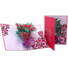 情人节贺卡韩国创意3D立体手工雕刻玫瑰花纸雕生日祝福小卡片