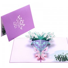 感恩节贺卡韩国创意3D立体手工栀子花花束纸雕生日祝福小卡片