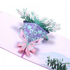 感恩节贺卡韩国创意3D立体手工栀子花花束纸雕生日祝福小卡片