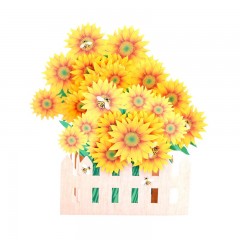 儿童节贺卡韩国创意3D立体手工太阳花花园纸雕生日祝福卡片
