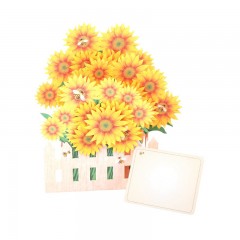 儿童节贺卡韩国创意3D立体手工太阳花花园纸雕生日祝福卡片