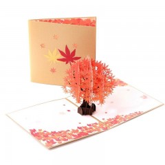 感恩节立体贺卡枫树韩国创意3D立体手工纸雕感恩祝福小卡片