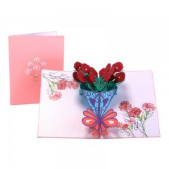 感恩节贺卡韩国创意3D立体手工康乃馨花束纸雕生日祝福小卡片