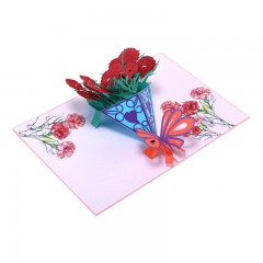 感恩节贺卡韩国创意3D立体手工康乃馨花束纸雕生日祝福小卡片
