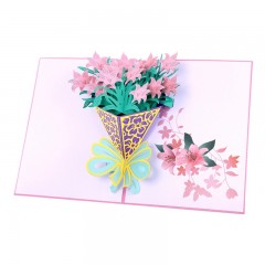 感恩节贺卡韩国创意3D立体手工水仙花花束纸雕生日祝福小卡片
