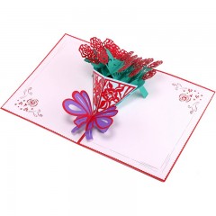 情人节贺卡韩国创意3D立体手工love玫瑰花纸雕生日祝福小卡片