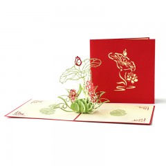 母亲节儿童节创意立体贺卡剪纸水莲花手工3D祝福卡片