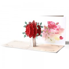 情人节新款创意立体贺卡3D感恩节感谢卡片彩印玫瑰花