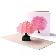 礼道感恩节立体贺卡3D创意感谢卡教师节祝福卡片彩印绚丽樱花