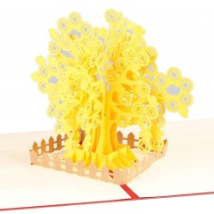 贺卡纸雕3D立体特色剪纸新年祝福卡片发财树