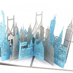 创意立体贺卡旅游景点纽约城市剪影3D创意留言小卡片手工纸雕定