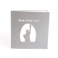创意立体贺卡旅游景点纽约城市剪影3D创意留言小卡片手工纸雕定