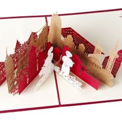 创意立体纸雕上海城市剪影手工贺卡感恩节旅游明信卡片制作