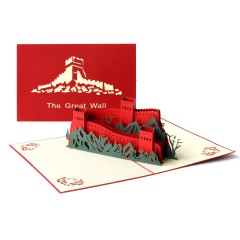 城市风景立体贺卡3D万里长城感恩节旅游祝福手工纸雕创意小卡片