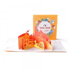 新款创意立体贺卡城市剪影彩印香港3D手工礼品卡片