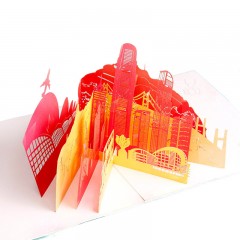 新款创意立体贺卡城市剪影彩印香港3D手工礼品卡片