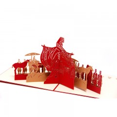 新款创意立体贺卡兵马俑3D旅游纪念手工卡片