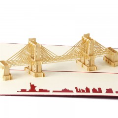 儿童节3D立体贺卡布鲁克林大桥纸雕感恩祝福留言卡