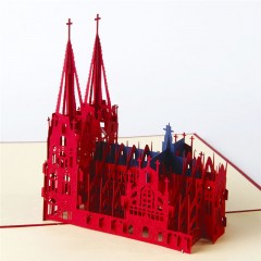 3D镂空贺卡制作科隆教堂创意节日建筑商务祝福卡