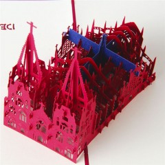 3D镂空贺卡制作科隆教堂创意节日建筑商务祝福卡