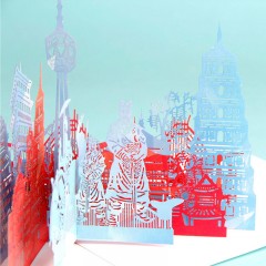 新款立体贺卡城市剪影彩印西安创意手工卡片礼品旅游纪念品