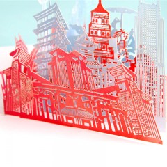 新款立体贺卡城市剪影彩印西安创意手工卡片礼品旅游纪念品