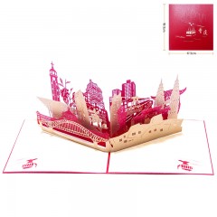 礼道新款重庆剪影3D立体贺卡手工卡片创意旅游城市建筑贺卡
