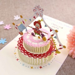 生日贺卡小丑蛋糕韩国创意3D立体手工纸雕生日祝福小卡片