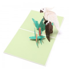 儿童节生日贺卡白色鹦鹉韩国创意3D立体纸雕明信卡片手工