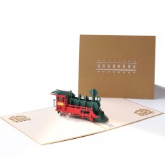 礼道创意3D立体贺卡复古小火车商务镂空纸雕手工毕业礼物