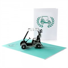 创意商务祝福立体卡片卡通3D手工制作贺卡高尔夫车