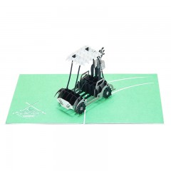 创意商务祝福立体卡片卡通3D手工制作贺卡高尔夫车