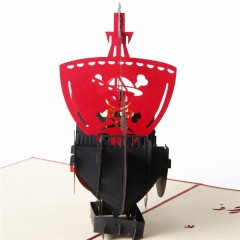 3D剪纸明信片创意海盗船毕业礼物节日纪念祝福卡
