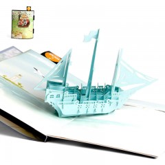 礼道新款音乐贺卡创意3D立体商务旅游手工卡片帆船