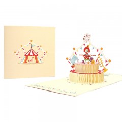 生日贺卡小丑蛋糕韩国创意3D立体手工纸雕生日祝福小卡片