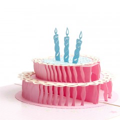 外贸新款生日贺卡彩印创意3D立体贺卡企业绚丽蛋糕