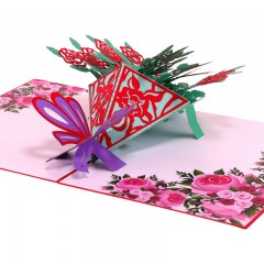 情人节贺卡韩国创意3D立体手工雕刻玫瑰花纸雕生日祝福小卡片