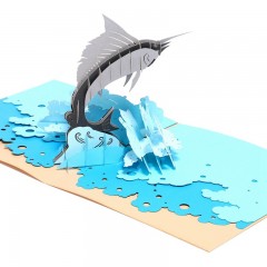 动漫立体贺卡旗鱼韩国创意3D手工纸雕生日祝福留言小卡片