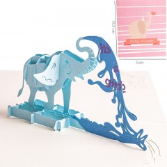 外贸专用创意3D立体贺卡洗礼卡儿童节日祝福卡片小象