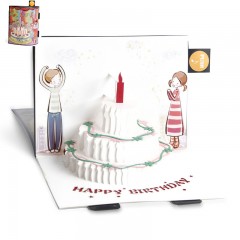 匠人工坊创意立体生日贺卡音乐贺卡3D卡片蜡烛蛋糕