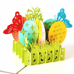 蝴蝶彩蛋复活节礼物生日礼品创意3D立体贺卡纸雕镂空小卡片
