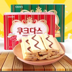 韩国食品进口零食可瑞安可来运奶油咖啡夹心蛋卷饼干144g