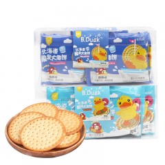 小黄鸭YUMEE北海道风味酸乳鲜乳大圆饼216g-盒休闲零食盒装饼干