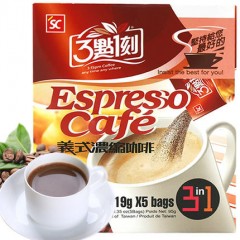 台湾进口三点一刻意式浓缩咖啡3合119g5包盒