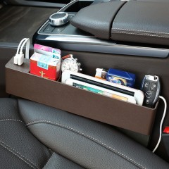 车载储物盒汽车收纳盒座椅夹缝可折叠多功能手机充电车用双USB